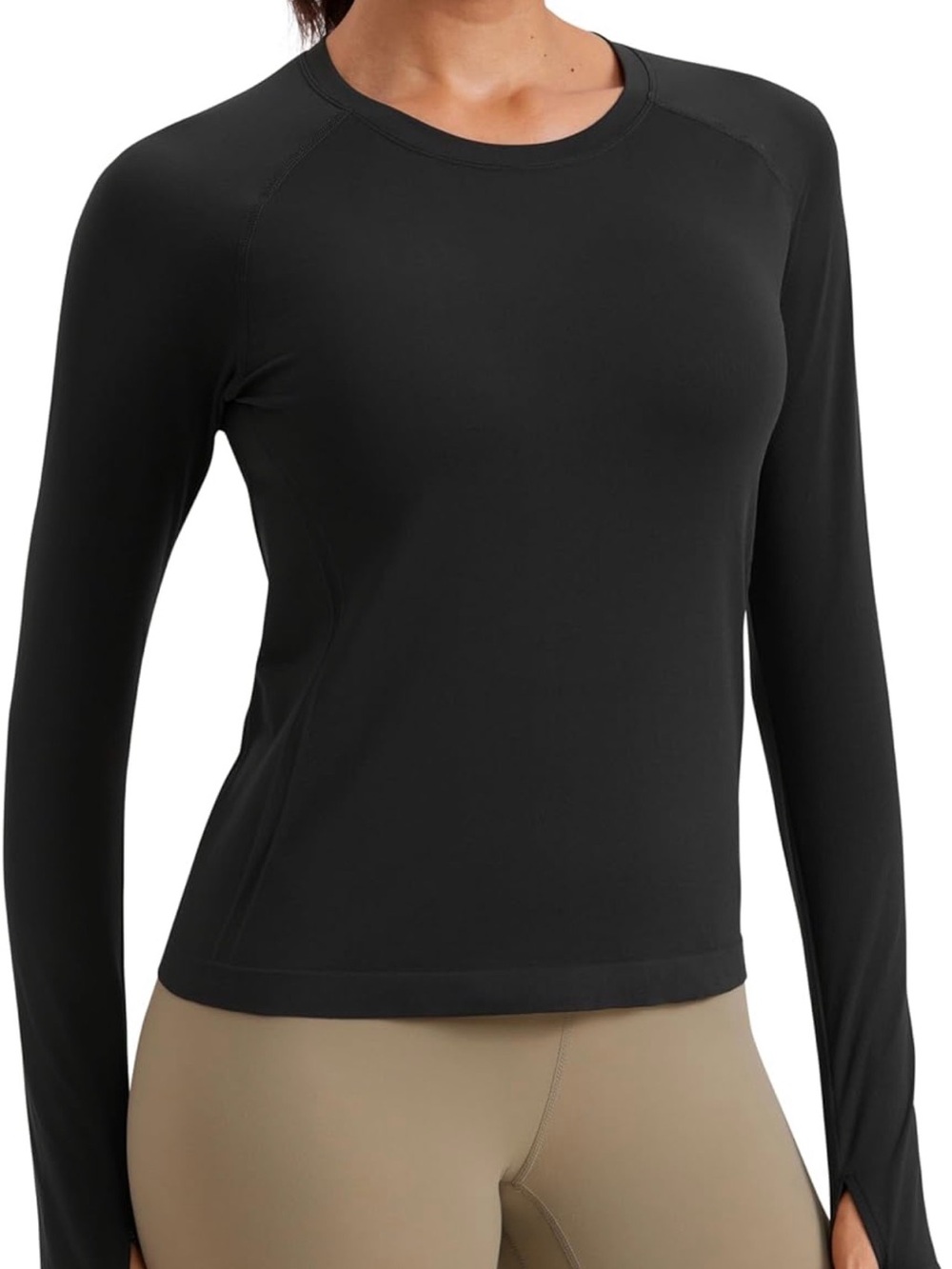 NWT CRZ Yoga Black Long Sleeve Top XL Cropped Stretch Athletic Workout